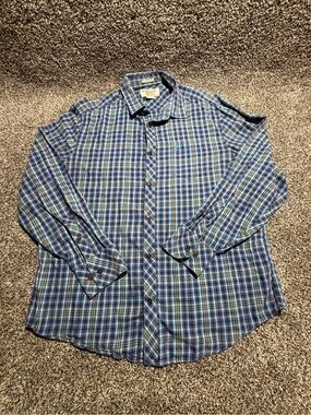 Original Penguin Blue Plaid Long-Sleeve Dress Shirt Men’s XL